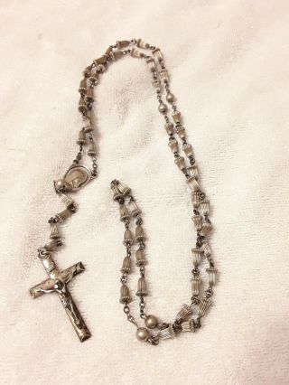 Vintage Sterling Silver Creed Fluted Bell Bead Rosary
