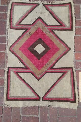 Remains Of Antique Navajo Transitional Rug C.  1890 