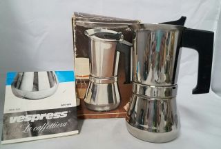 Vintage Espresso Vev Inox By Vev Vigano Vespress Italy 18/10 Stainless Stovetop
