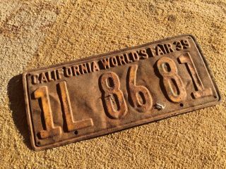 1939 California World Fair License Plate Cal Vintage 39 Ca
