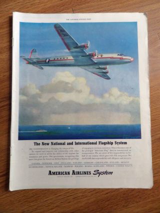 1945 American Airlines Ad The National & International Flagship System