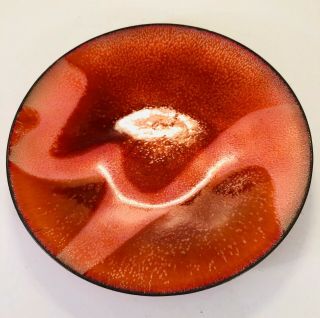 Vintage Mid Century Enamel Copper Plate Dish 5 3/4 In