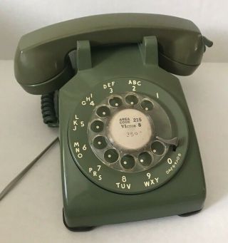Vintage Rotary Dial Phone Telephone Avocado Green Mid Century Classic