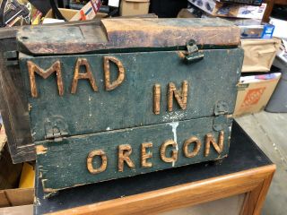 Antique Rare Oregon Shoe Shine Box Painted Folk Art Early