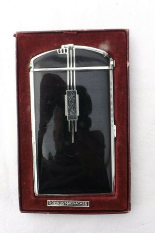 Ronson Magnacase Lighter And Cigarette Case Art Deco Style 15cm By 8cm (l31)
