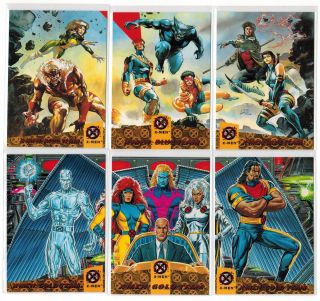 1994 X - Men Fleer Ultra Marvel Blue Gold Team Triptych 6 Card Insert Chase Set