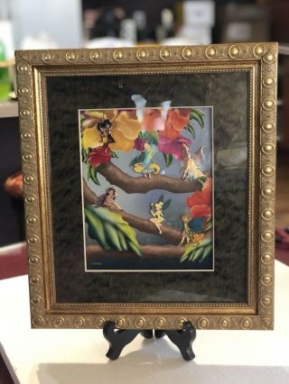 Disney Peter Pan Tinkerbell Pixie Hollow Pin Art Framed Iob Rare Htf Le 1000