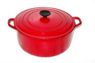 Vintage LE CREUSET Red Enamelled Iron French Oven 4