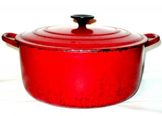 Vintage LE CREUSET Red Enamelled Iron French Oven 6