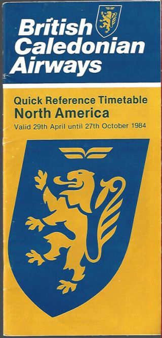 British Caledonian Airways North American System Timetable 4/29/84 [9051]