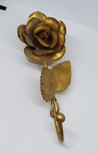 Vintage Mid Century Hollywood Regency Italy Tole Gold Flower Coat Hook Hanger
