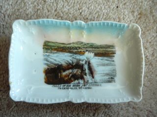 Thermopolis Wy Wyoming - Falls Of Big Horn Hot Springs - Antique China Pin Tray