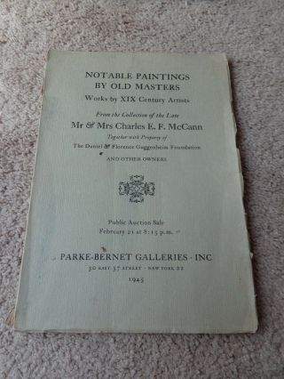 1945 Notable Paintings Old Master Xix Century Artists Parke - Bernet