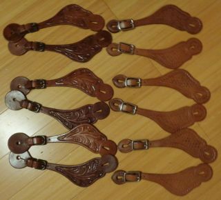 6 Tooled Leather Spur Straps Private Listing