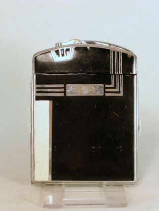 Ronson Art Metal Twentycase Cigarette Case & Lighter - Black & White Enamel