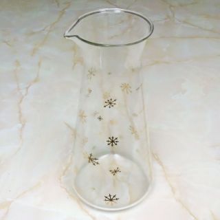 Vintage Mid - Century Modern Douglas Glass Carafe With Gold Snowflake Design
