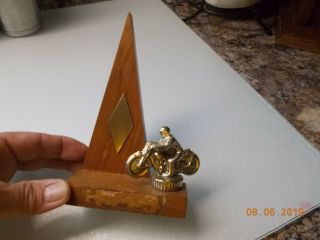 6 - 1/2 " Tall Motorcycle Trophy.  Triangle Peak,  No Engraving