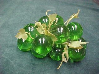 Bunch Large Transparent Green Lucite Grapes 1 3/4 " Mid Century