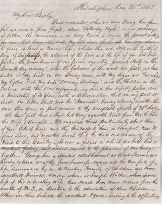 1843 Philadelpia USA transatlantic ship letter to Joseph Shipley in Liverpool 2