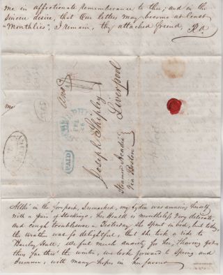 1843 Philadelpia USA transatlantic ship letter to Joseph Shipley in Liverpool 5