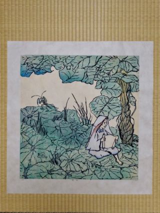 Honma Rie Large Japanese Woodblock Print Mantis