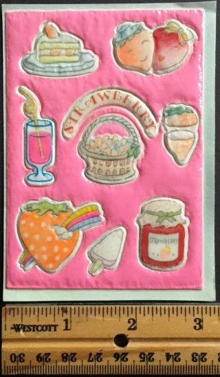 Vintage Stickers - Puffy Scratch & Sniff - Mini Sheet - Strawberry - Faint Scent