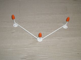 Vintage Retro Atomic Sputnik Orange White 3 Hook Coat Hanger 50 