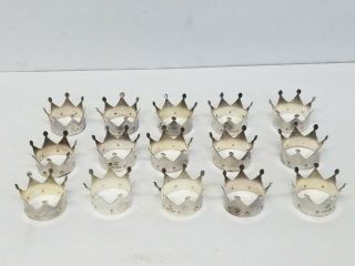 Set Of 15 Crown Napkin Rings Silver Plated England