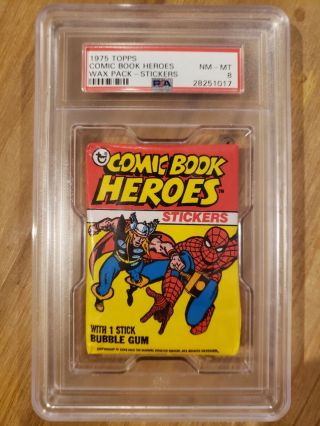 1975 Topps Comic Book Heroes Psa 8 Wax Pack Stickers Thor Spider - Man Ships