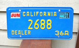 1985 California Dealer License Plate 2688