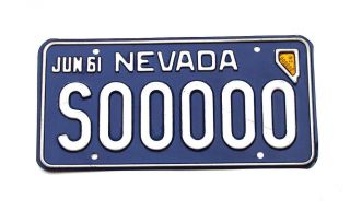 Vintage 1961 Nevada Sample License Plate S00000