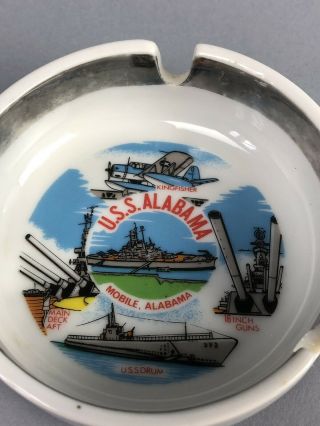 Us Navy U.  S.  S.  Alabama Ashtray Destroyer Ship Ashtray Kingfisher Glass