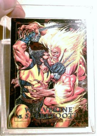 Wolverine Vs Sabretooth Battle 3 - D 1992 Marvel Masterpieces Skybox Trading Card