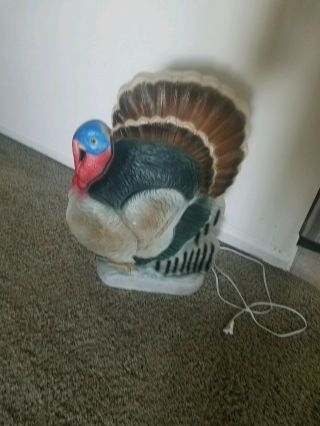Vintage Thanksgiving Lighted Blow Mold Turkey By Don Featherstone 25 " Tall