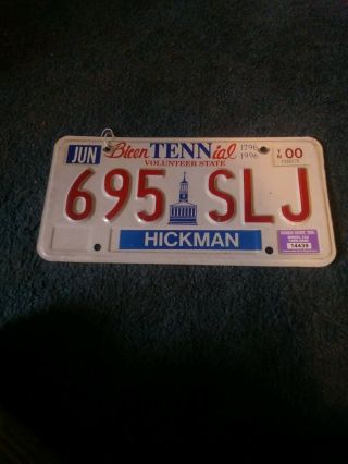 1796 - 1996 Tennessee Bicentennial Vintage License Plate Tn Tenn Metal Tag 695 - Slj