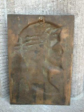 Antique French Bronze Relief Jesus Christ Holy Face crown of thorns Wall Plaque 5