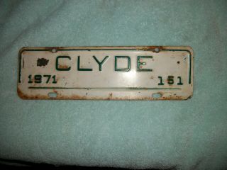 Vintage 1971 Clyde North Carolina City License Plate 12 " X 3 1/2 "
