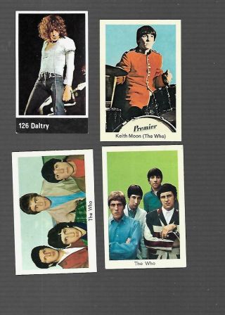 4 The Who Trading Cards Roger Daltry Keith Moon