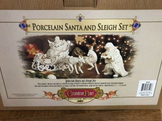2001 Grandeur Noel Porcelain Santa and Sleigh Set Reindeer 2