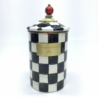 Mackenzie Childs Courtly Check Large Canister Enamelware 89226