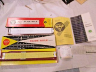2 Vintage Pickett Slide Rulers N904 - Es & 120,  Box Case & Paper