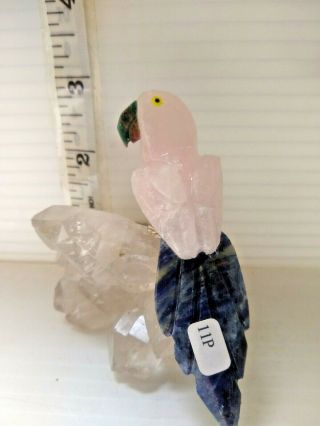 Hand - carved Brazilian STONE BIRDS made from amethyst and various other semi - 5