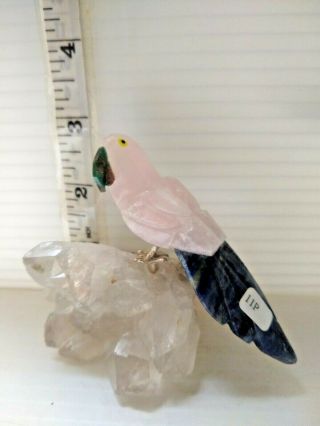 Hand - carved Brazilian STONE BIRDS made from amethyst and various other semi - 6