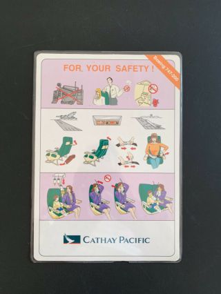 Safety Card Cathay Pacific Boeing 747 - 200