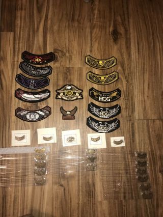 Set Of Hog Harley Owners Group Patches And Pins 2002 - 2018