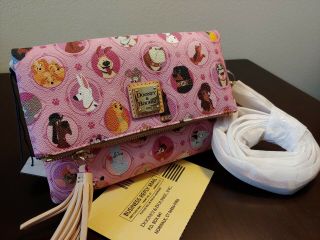 Nwt Disney Parks Dooney & Bourke Dogs Stitch Pink Foldover Crossbody Bag Purse