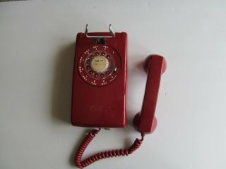 Vintage Western Electric A/b 554 Red Rotary Dial Wall Telephone Bell System