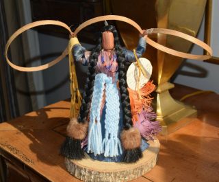 Native American Cherokee Hoop Dancer Corn Husk Doll By Master Polly Rattler