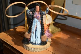 Native American Cherokee Hoop Dancer Corn Husk Doll by Master Polly Rattler 2