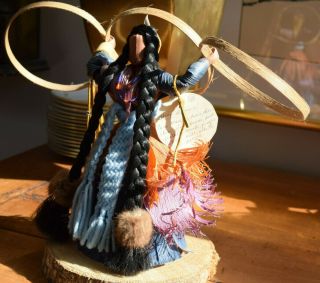 Native American Cherokee Hoop Dancer Corn Husk Doll by Master Polly Rattler 4